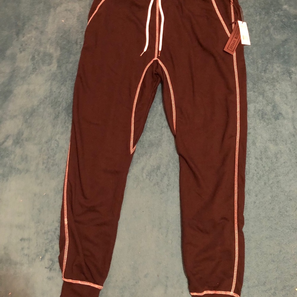 Men’s Black with White Stitching Sweatpants